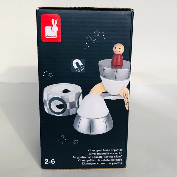 Janod Wooden Silver Magnetic Rocket Kit New in Box For Age 2+ - Picture 10 of 15
